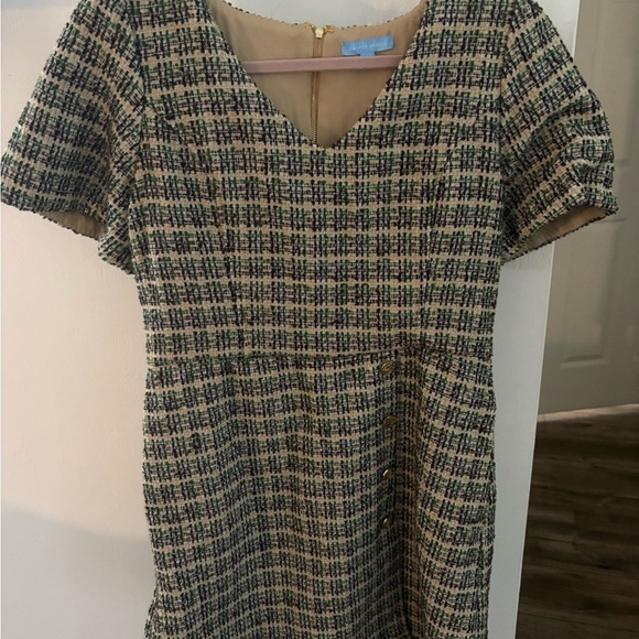 Draper James Elegant Green Tweed Dress - Picture 2 of 3